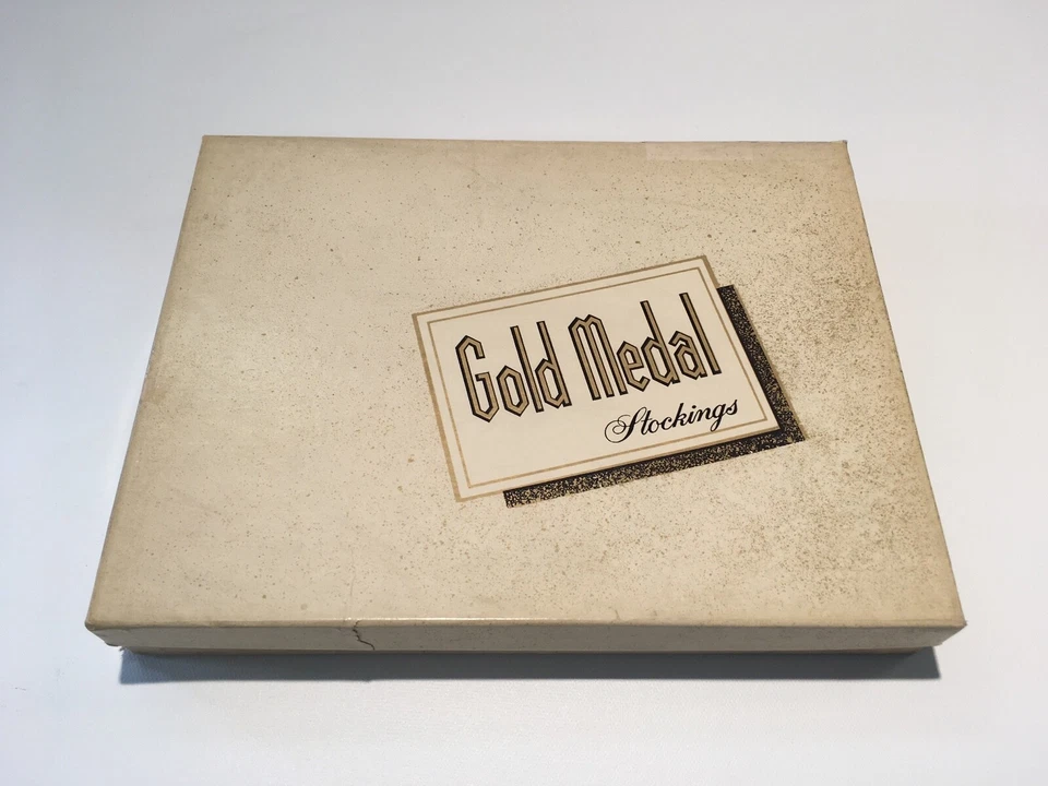 6 Prs Medias Sexy Medalla Dorada Vintage Encaje Nylon 9" x 32" DERECHA BLANCA FRANCESA Foto 2 de 4