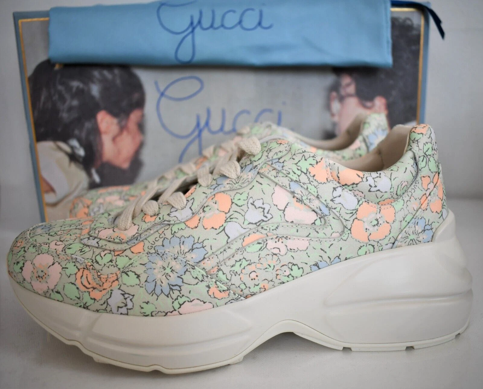 ?️ Baskets basses authentiques GUCCI RHYTON LIBERTY LONDON CHUNKY US 8
