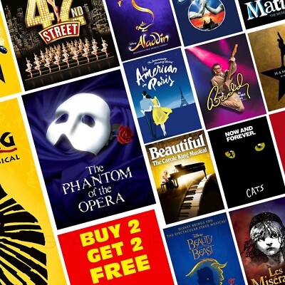 Best UK Musical Theatre Classic Posters - A5 A4 A3 Prints - Matilda, Wicked