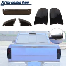 5PCS Smoked Turn Signal 3rd Brake Tail Light Lamp Cover Trim For Dodge RAM 11-17