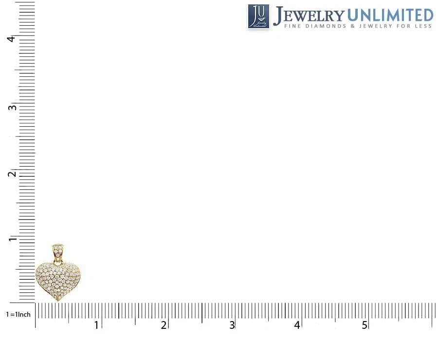 Damas Oro Amarillo 14K Puff Diamante Genuino Helado Corazón Colgante Dije 1.5ct 0.7" Foto 4 de 4