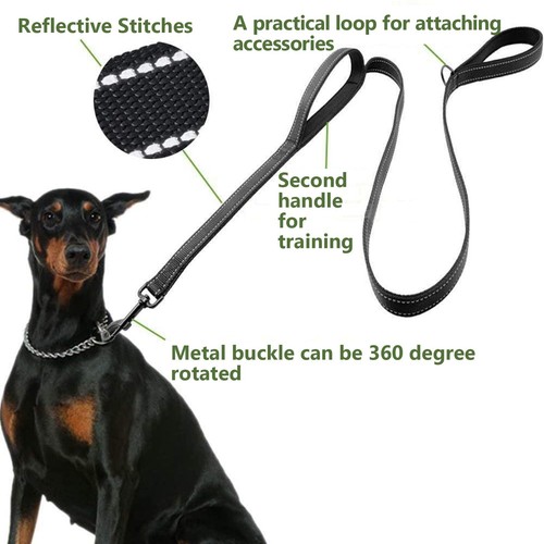 Double Handle Dog Leash 6ft Reflective Heavy Duty Dog Leash for Large Dogs Do... - 第 2/7 張圖片