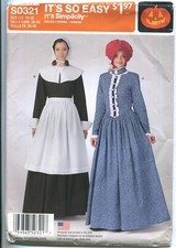 Simplicity S0321 Misses' COSTUMES/ Dresses, Bonnet SZ 10-20 UNCUT