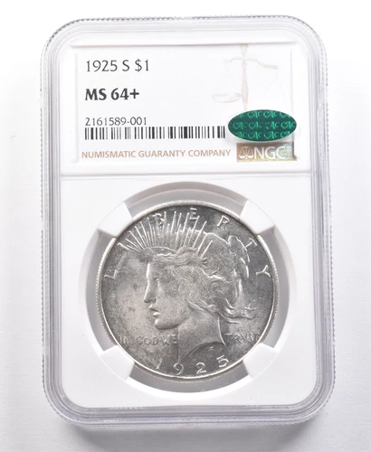 1925-S Peace Silver Dollar MS64+ NGC CAC *2165