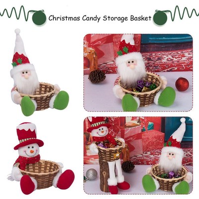 Christmas Candy Storage Basket Santa Claus Candy Bowl For WinterTable J4H8