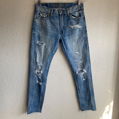 American Eagle Mens Jeans Slim Straight Size 30 Distressed Raw Hem Pants 32x31