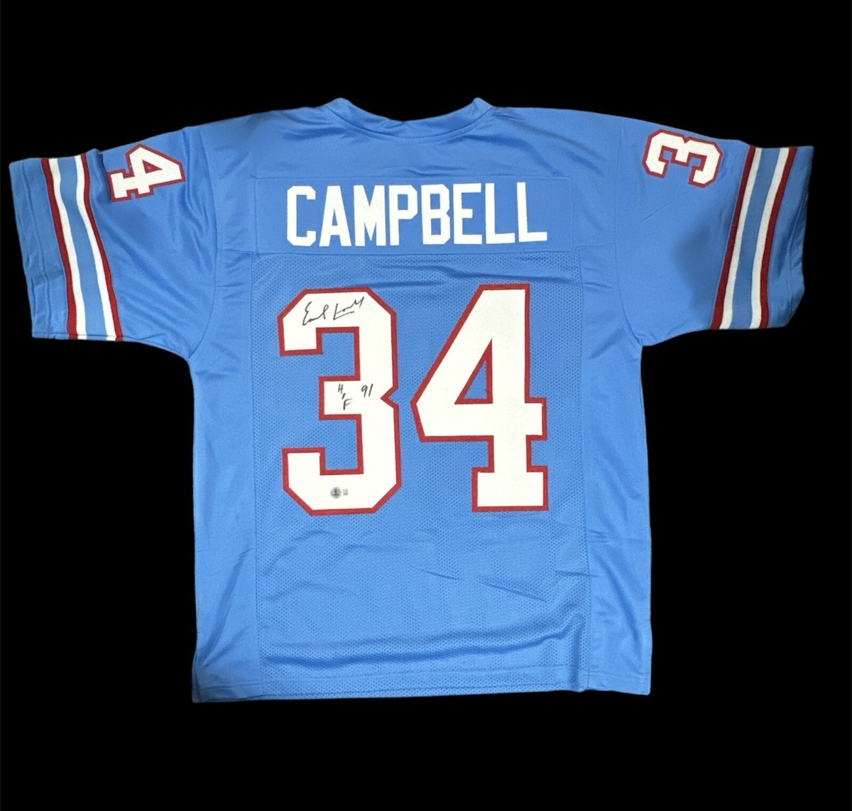 Earl Campbell Signed Jersey HOUSTON OILERS HALL OF FAMER EARL