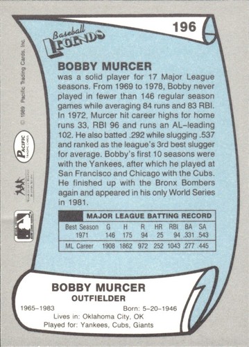 1988 and 1989 Pacific Baseball Legends MLB Set Break #1-#220 — You Choose! - Picture 389 of 441