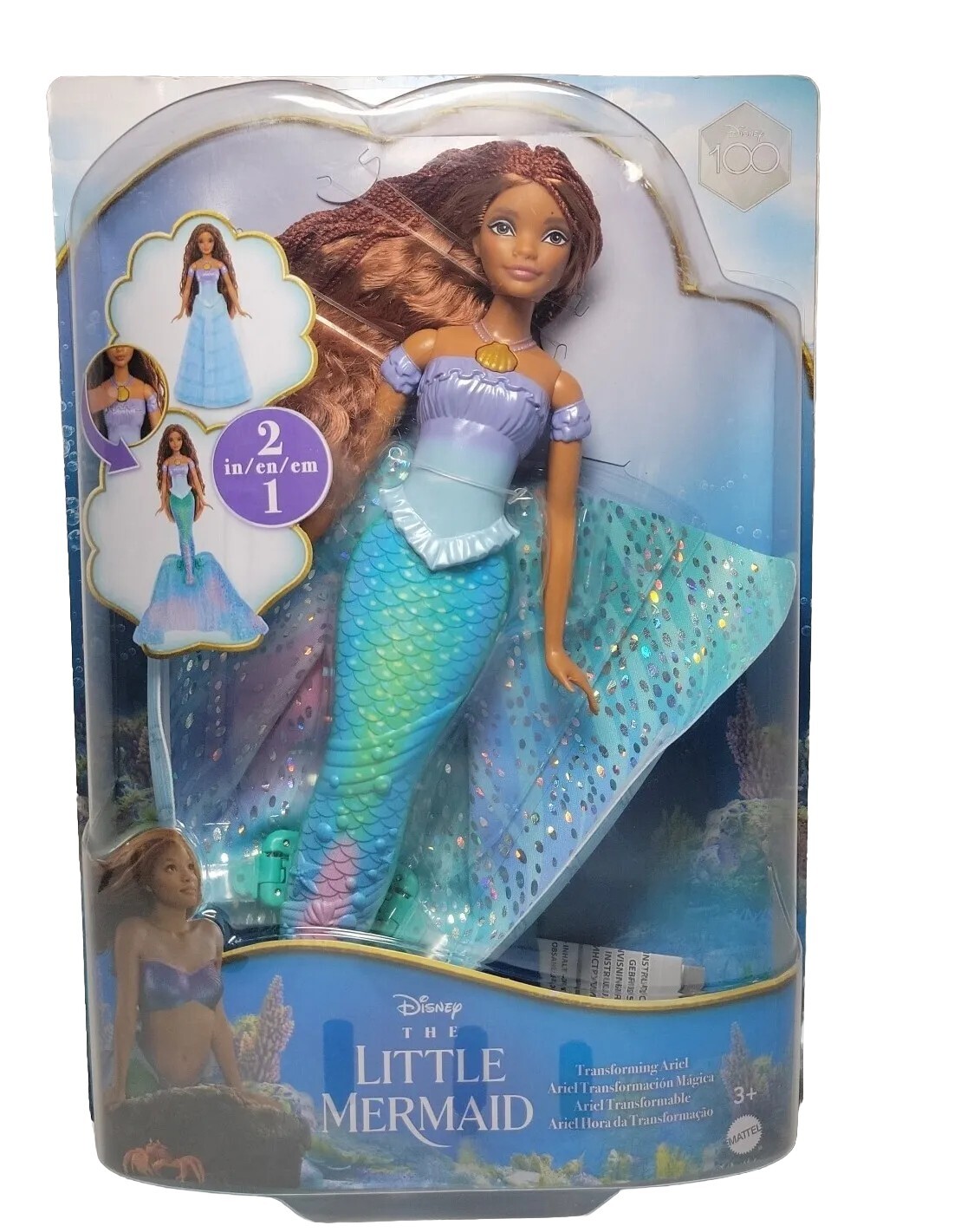 Disney Live Action Deluxe Little Mermaid Transforming Ariel Doll Toy New
