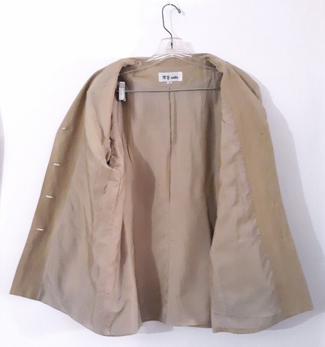 VTG NY Sake Gold Linen Blend 2-Piece Safari-Look Skirt Suit w/Unique Buttons-10 - Picture 4 of 11