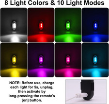 4PCS Wireless LED Strobe Lights with Remote Control, 8 Colors USB Charing Waterp