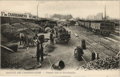 CPA PARIS (13e) SOCIETE DES CHARBONNIERS Chantier Gare (560279)