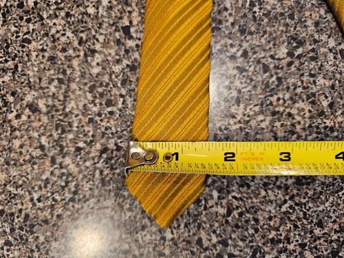 Vintage 1970s Wide Gold Striped Tie Textured Polyester St. Clairs by DAMON - Picture 16 of 18
