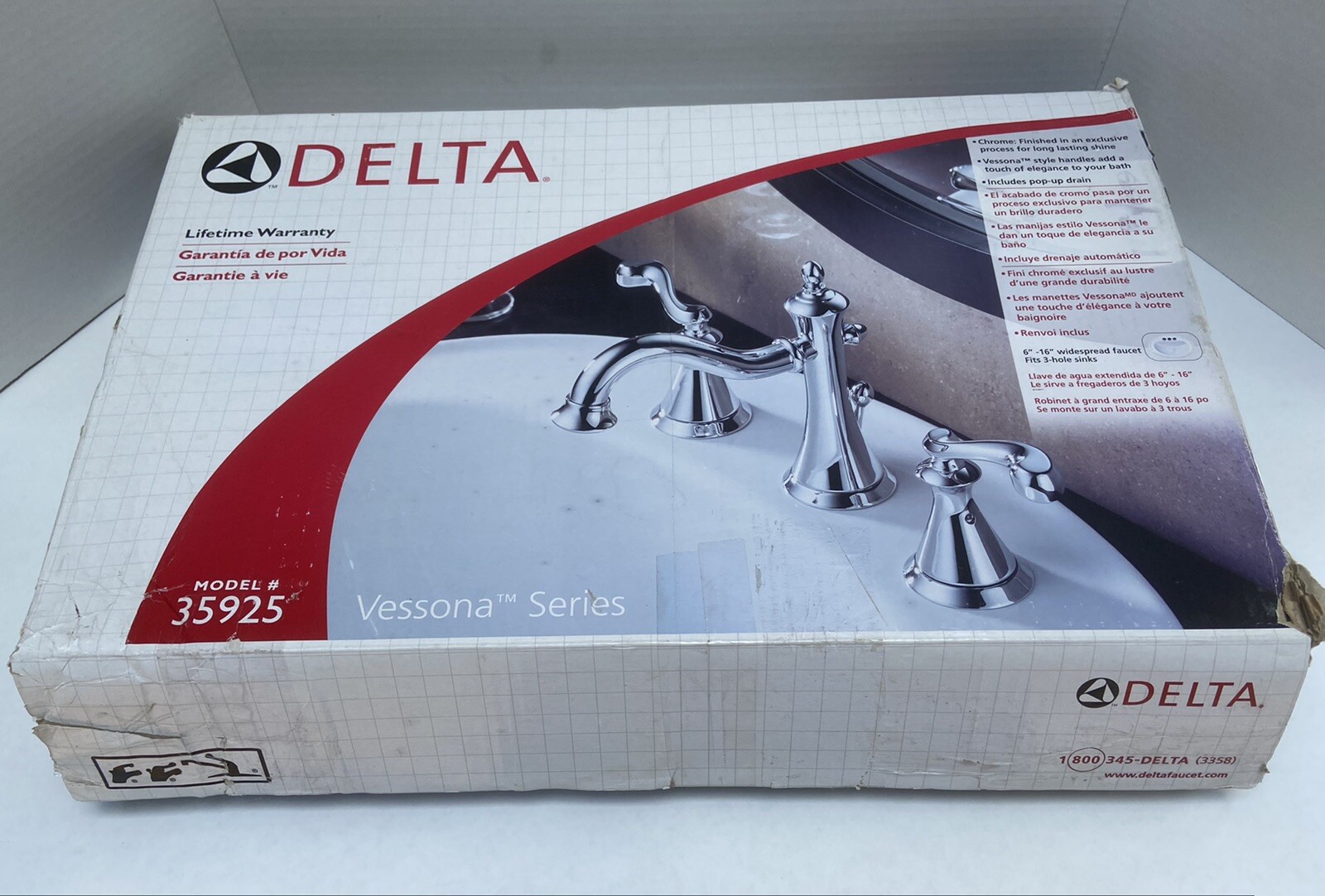DELTA Vessona Series 35925 Chrome Widespread 6” 16” Sink Lavatory