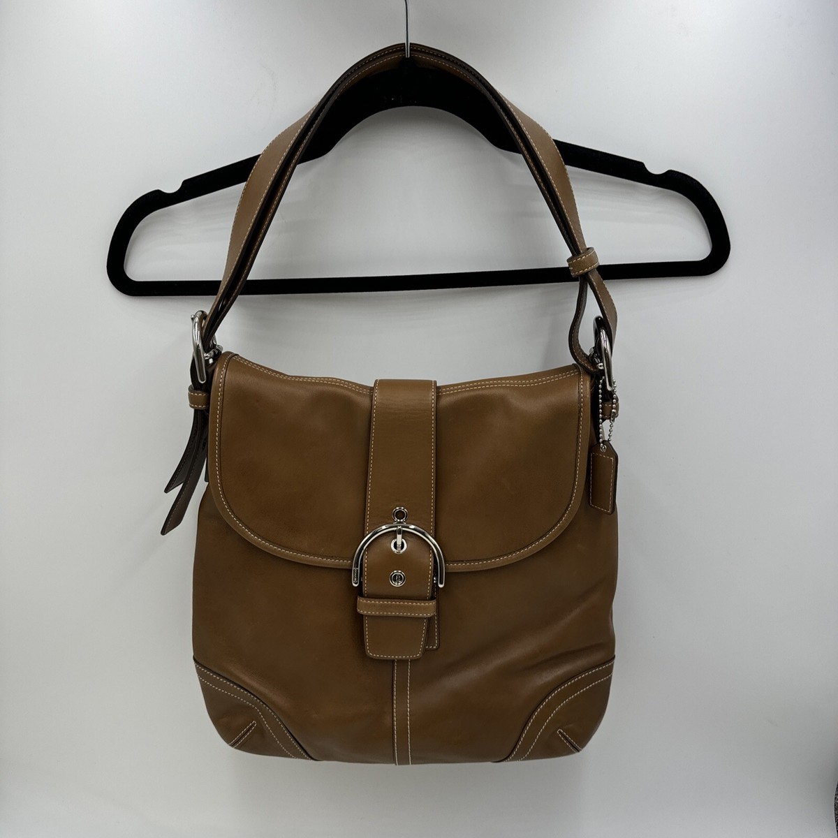 Vintage COACH Brown Leather Shoulder Bag, Buckle Accents Vintage COACH Brown Leather Shoulder Bag, Buckle Accents