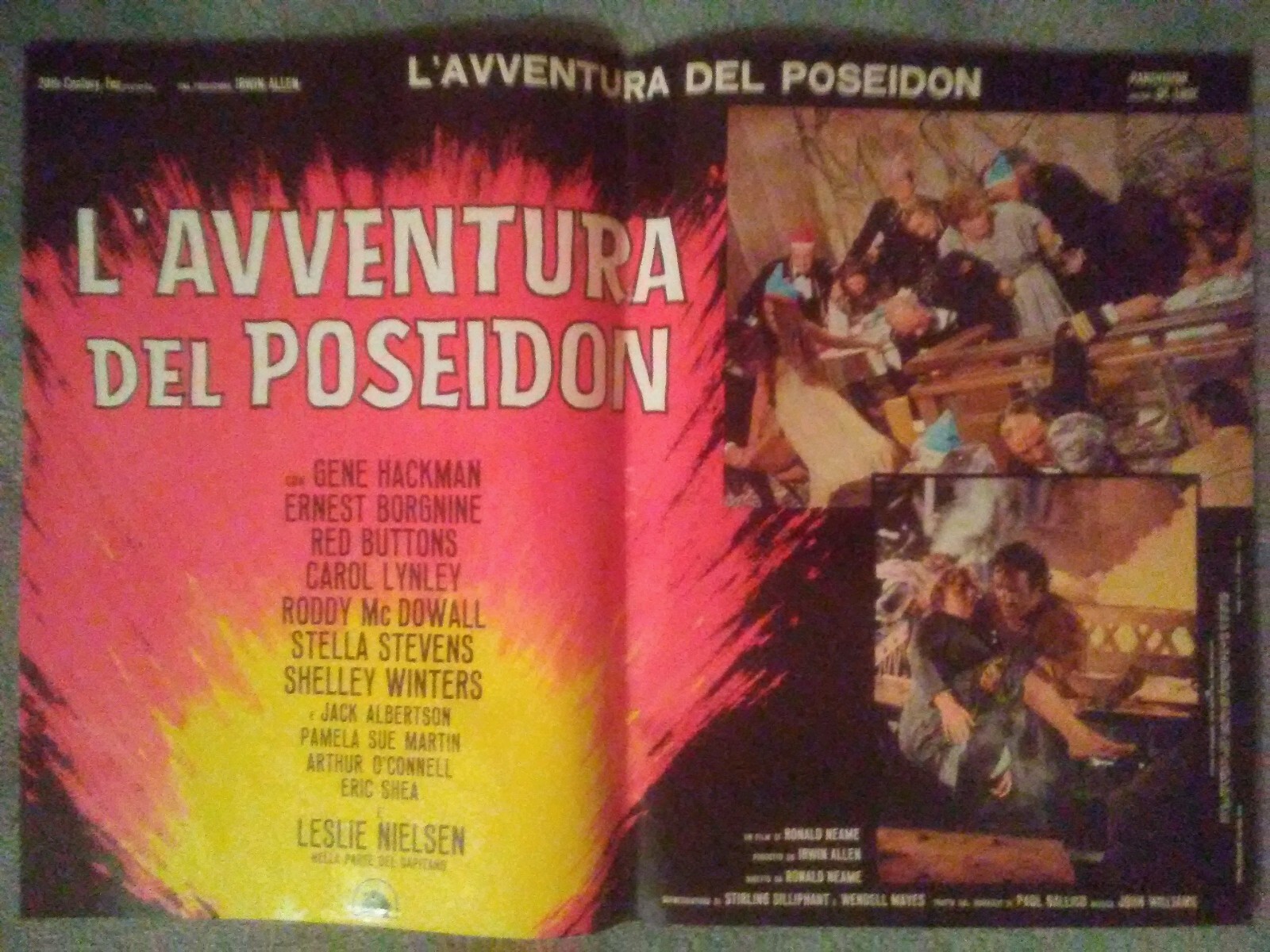 rare original foreign Del Poseidon Adventure 1972 16x25 color lobby poster  #3