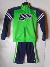 PUMA Track Suit Boys/Kids 2pc Size 6 Green Blue Zip Top Pull-On Bottoms