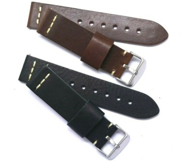 Brown Leather Watch Band - Classic Replacement Strap Unisex Genuine Leather Brown Wide Replacement Watch Band  main image 2