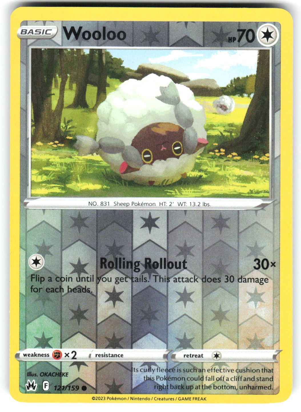 Wooloo 121/159 Crown Zenith Common Pokemon TCG Reverse Holo Near Mint