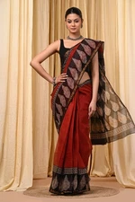 Indian Saree For Women Hand Block Print Beautiful Wedding Wear Dress Sari Blouse