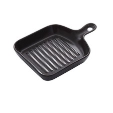 Placa de parrilla de cerámica negra segura para microondas reutilizable para uso en cocina