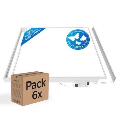 6x LED Panel Deckenlampe 62x62 Warmweiß Neutralweiß Kaltweiß Rahmen Aufputz Set