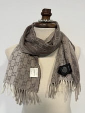 Sciarpa uomo Gucci cashmere lana marrone logo elegante usata 165x35
