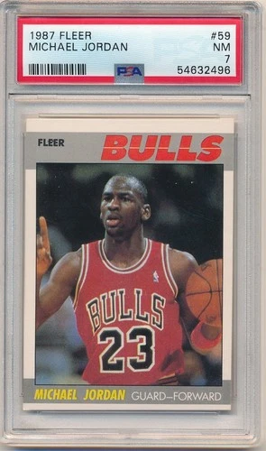 MICHAEL JORDAN 1987/88 FLEER 2ND YEAR CARD #59 CHICAGO BULLS PSA 7 NM