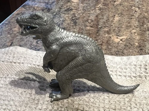 Vintage 1950s Marx Prehistoric Times Dinosaur Playset Metallic Silver T-Rex