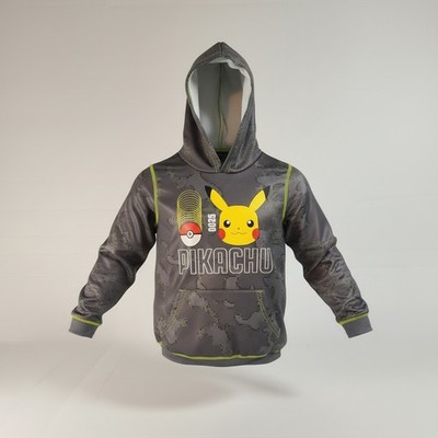 Jumping Beans Pikachu Gray Pullover Gray Hoodie EUC Kangroo Pockets Size 7