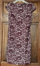 Tommy Hilfiger Womens Size 4 Small Maroon Floral Faux Lace Sheath Knit Dress EUC