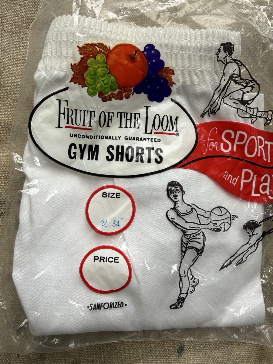 VTG 50s 60s Fruit Of The Loom White Sanforized Cotton Gym Shorts