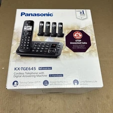 Panasonic Expandable Cordless Phone System Answering Machine 5 Handsets Black