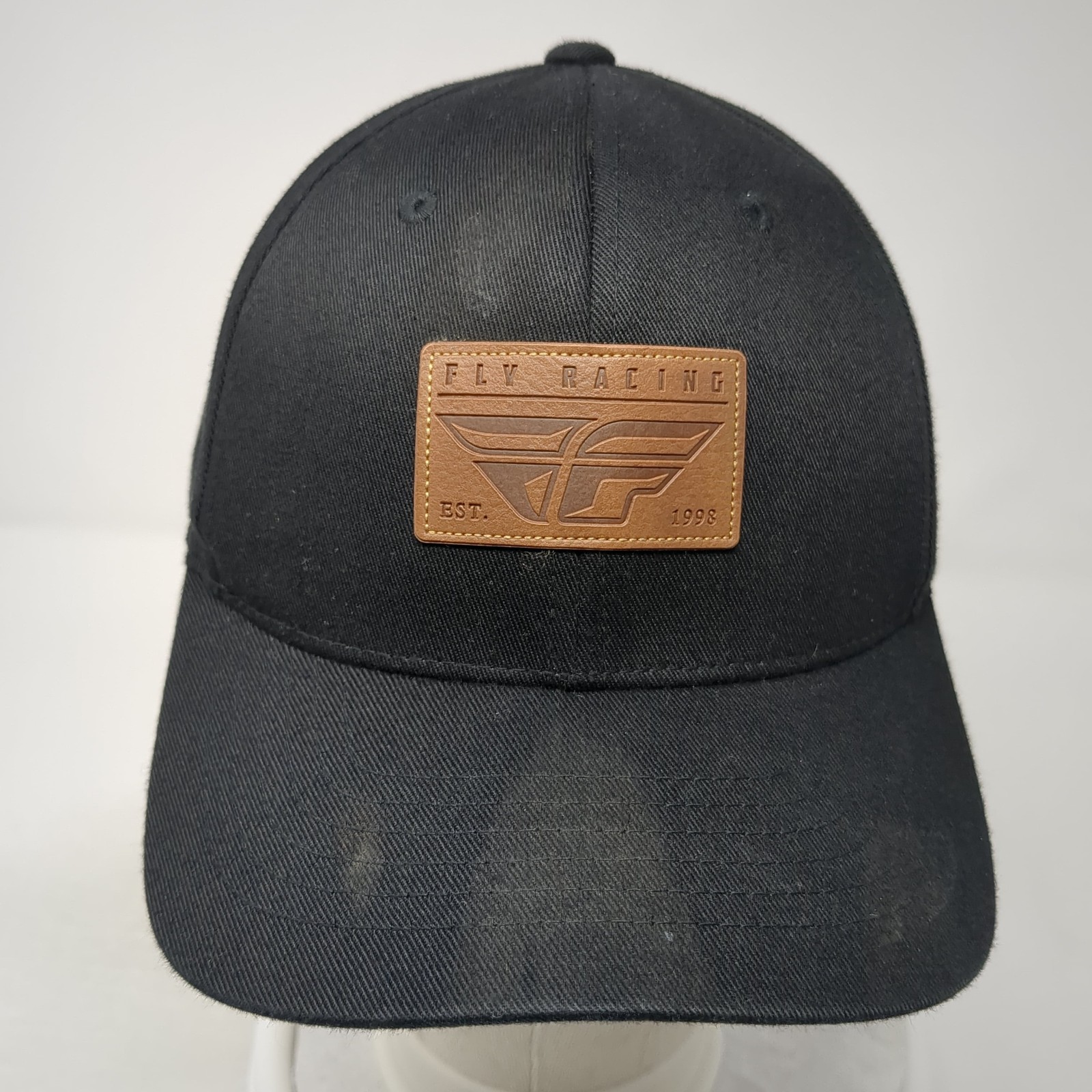 Fly Racing Leather Patch Fitted Hat Solid Black X… - image 2