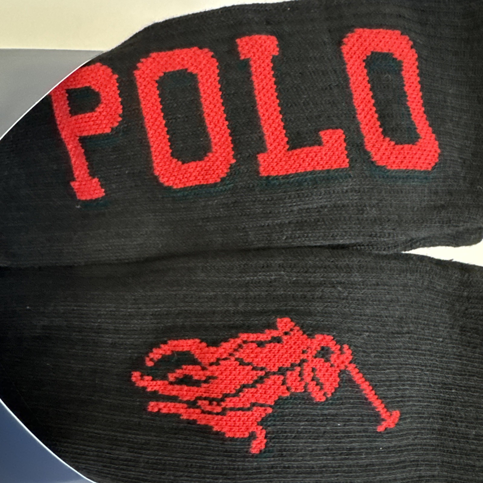 Polo Ralph Lauren nere con calze rosse Big Pony sportive ammortizzate 6 paia taglia 10 13