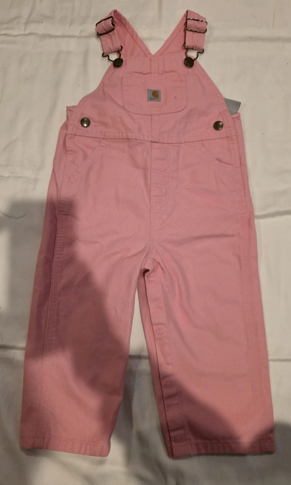 Carhartt 18mo Overalls Pink 100% Cotton Canvas Baby Girl Snaps