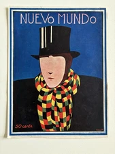 Antique Art Deco Art Deco Nuevo Mundo Magazine Cover – Top-Hatted Figure man 