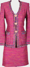 ST.JOHN Women's Pink Purple Blue Yellow Metallic Shimmer Jacket Skirt Sz 8