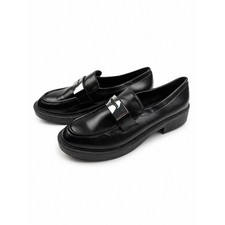 ASOS Vintage Y2K Black Chunky Platform Silver Loafers Women's Size 7