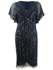 Adrianna Papell Women's Embellished Flutter-Sleeve Sheath Dress