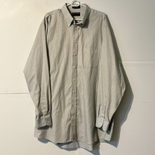 Stafford Mens The Super Shirt Size 18 38-39 Grey Striped Pinpoint Performance