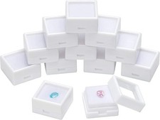 40 Pcs 3x3cm White Gemstone Display Box Glass Top Storage Case Jewelry Gem Jar