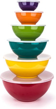 KX-WARE Melamine Mixing Bowls with Lids - 6 Piece Melamine Bowls and 6 Piece Pla