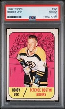 1967-68 TOPPS #92 BOBBY ORR 2ND YEAR BOSTON BRUINS HOF PSA 2, GREAT EYE APPEAL