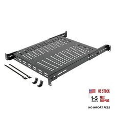 1U 4-Post Vented Server Rack Mount Shelf,with Adjustable Depth 21.7in Deep