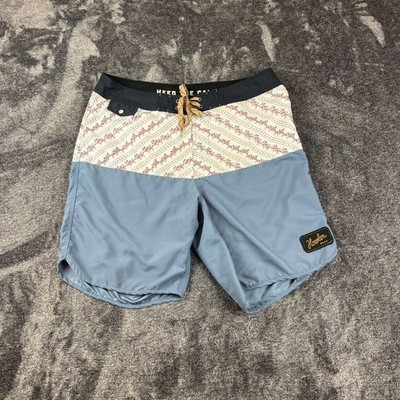 Howler Bros Board Shorts Heed The Call Floral Blue Men's 36 9.5'' Inseam Swim