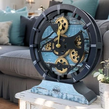 The Gears Clock CANADA LINE DESK CLOCK ROUND (HYBRID WALL) 10 INCH AQUA GREEN