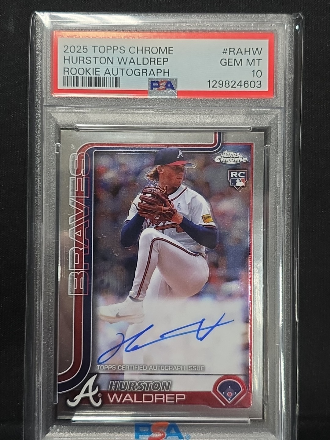 2025 Topps Chrome Hurston Waldrep ROOKIE ON CARD AUTO! POP3 PSA-10 #RA-HW