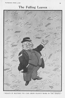 ALFRED LEETE German Hyper-inflation - Falling Leaves - Antique Comic Print 1922