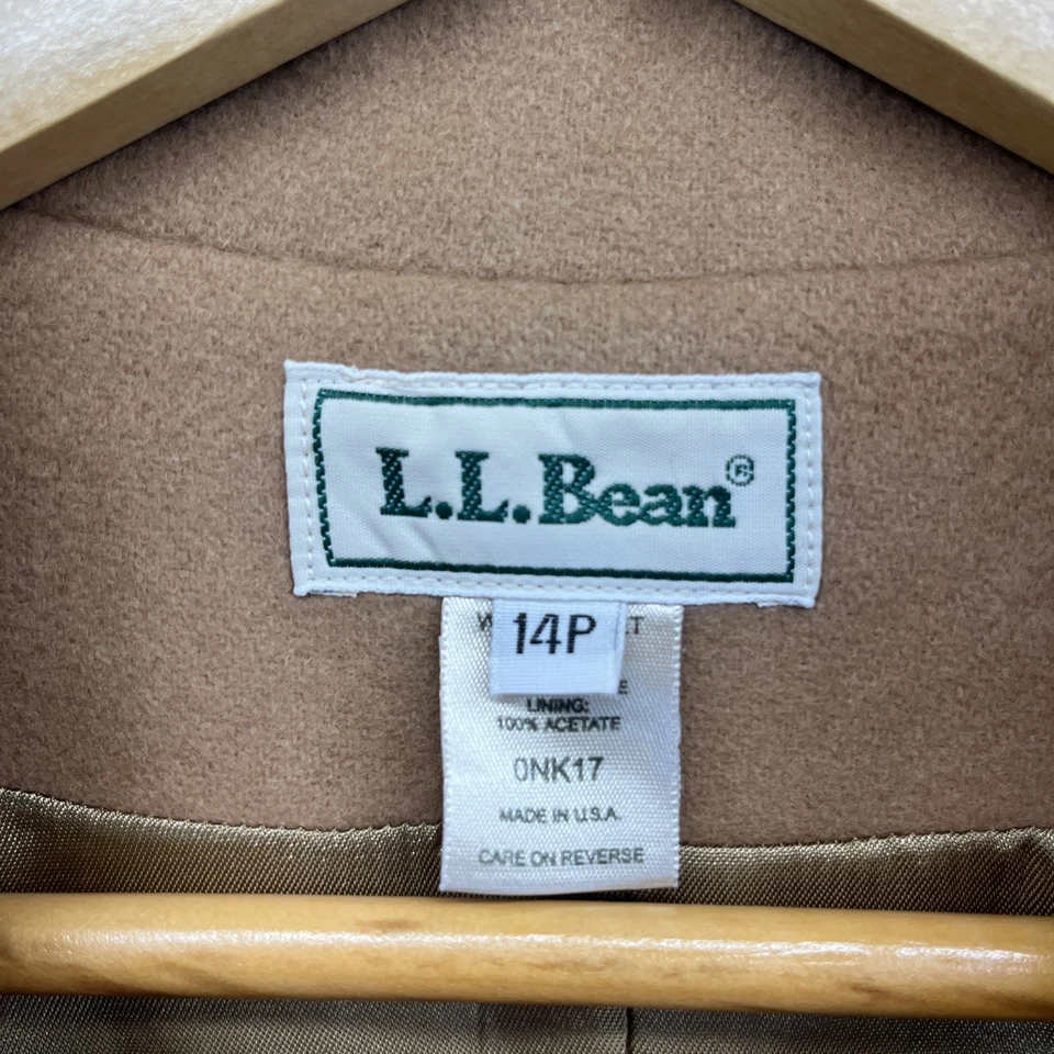 Chaqueta Blazer De Colección LL Bean Para Mujer 14P Lana Mezcla Cachemira Camel Beige Forrada B159 Foto 3 de 4